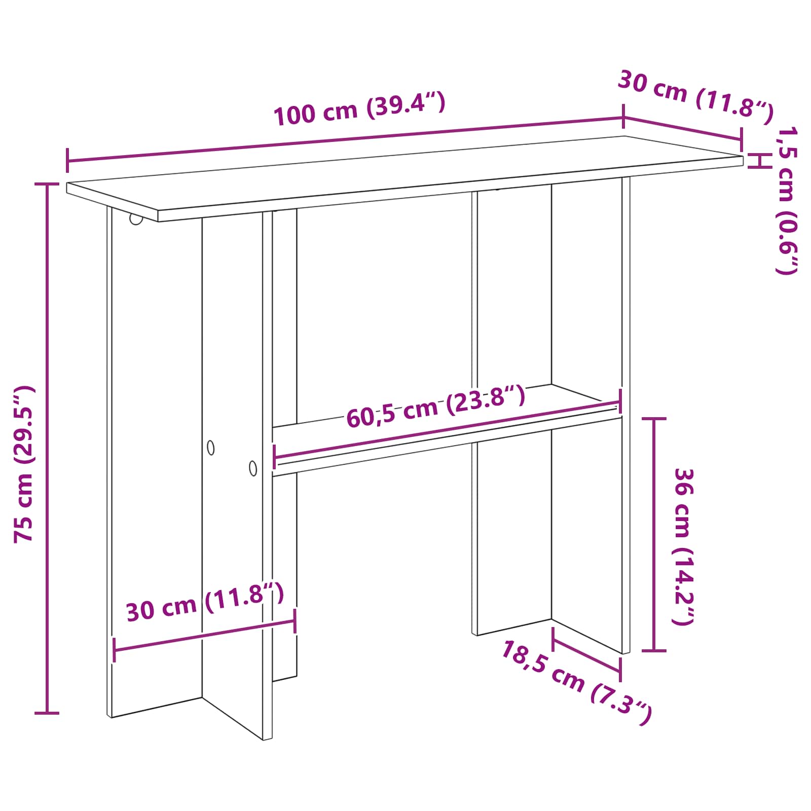 Konsolentisch Betongrau 100 x 30 x 75 cm Holzwerkstoff