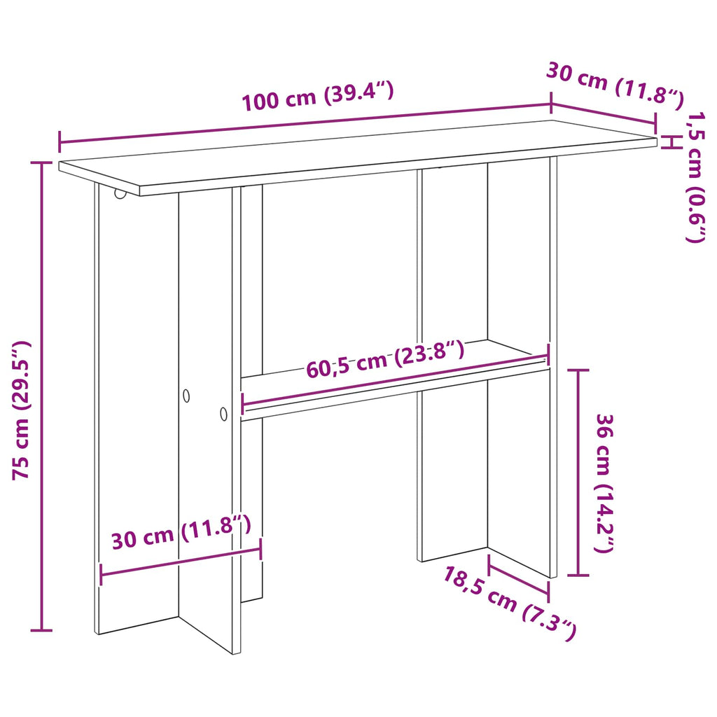 Konsolentisch Graues Sonoma 100 x 30 x 75 cm Holzwerkstoff
