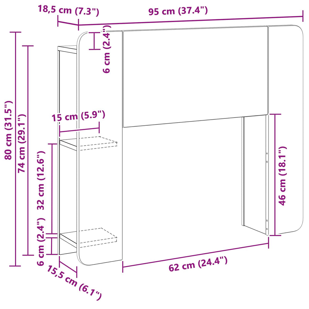 Kopfteil Schrank mit Speicher Artisan-Eiche Holzwerkstoff