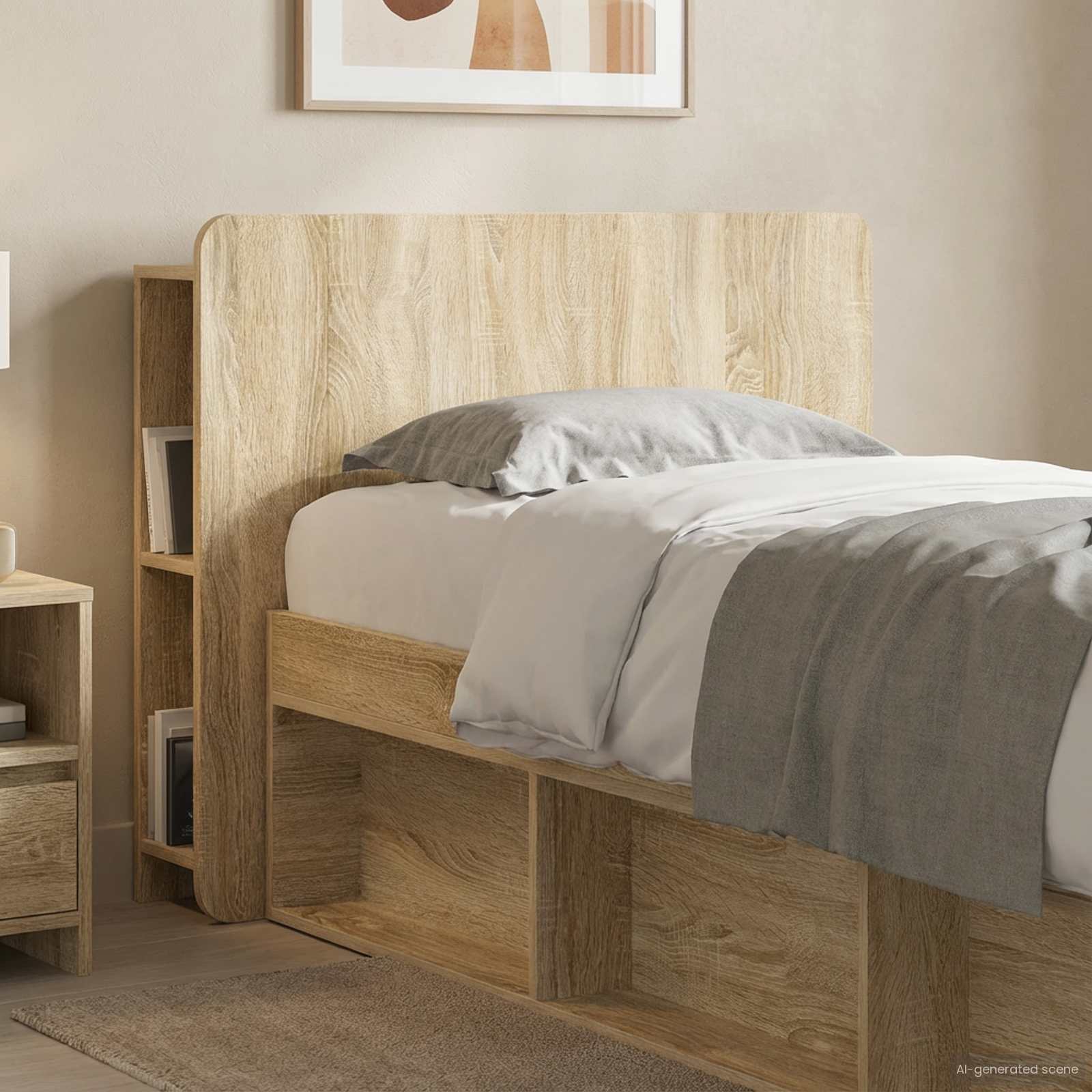 Kopfteil Schrank mit Speicher Sonoma-Eiche Holzwerkstoff