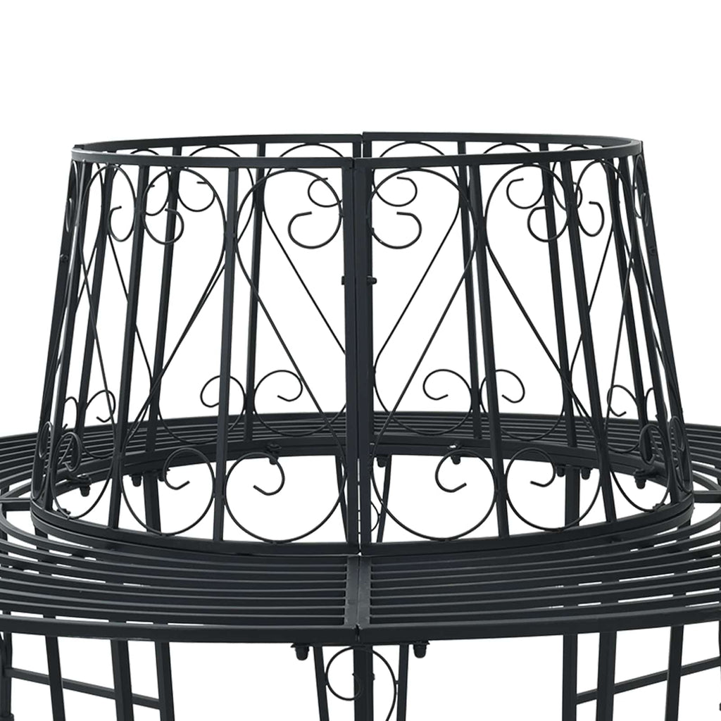 Baumbank Ø 160 x 89 cm Stahl Schwarz Rund