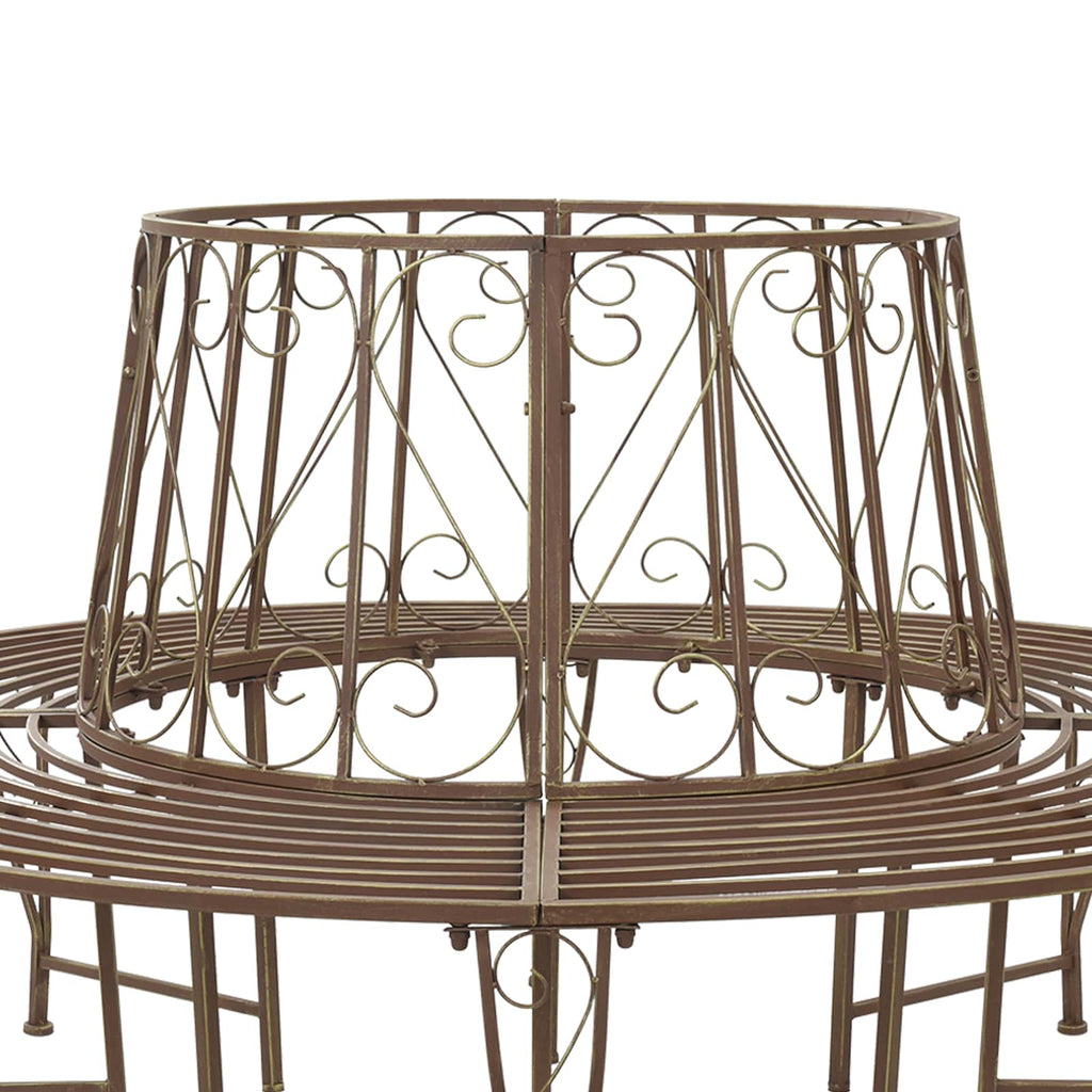 Baumbank 8-Sitzanzahl Ø 160 x 89 cm Stahl Antikbraun Rund