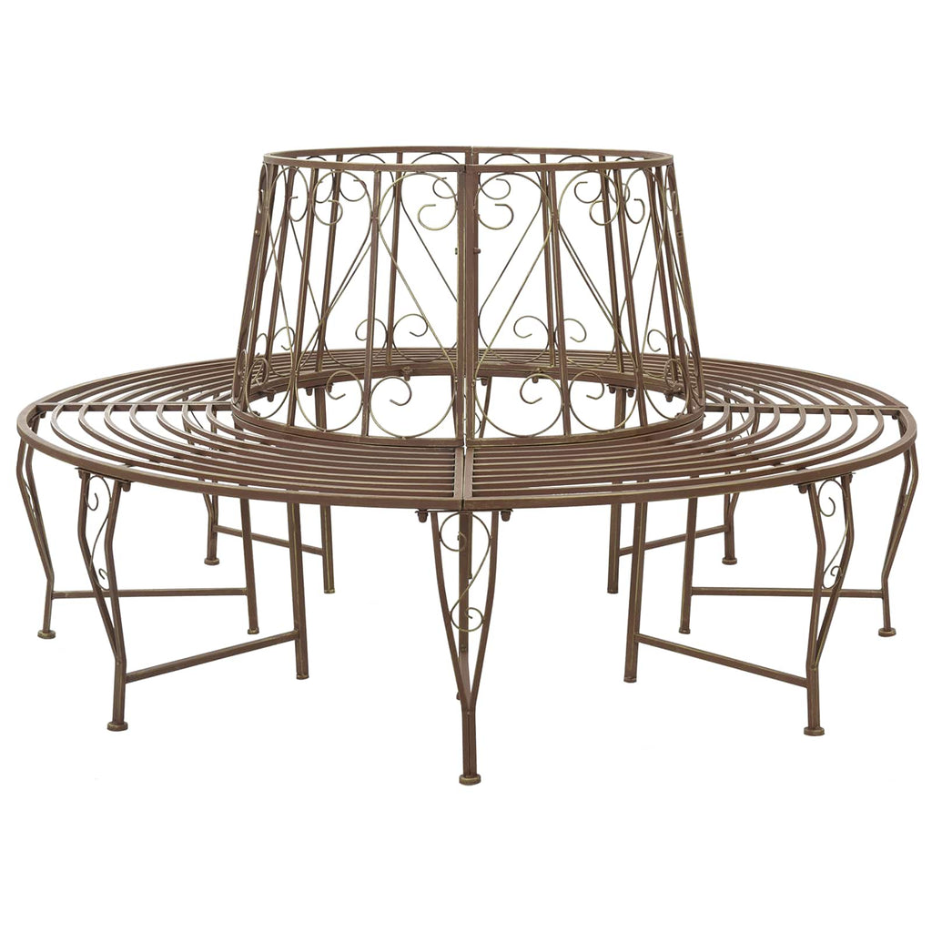 Baumbank 8-Sitzanzahl Ø 160 x 89 cm Stahl Antikbraun Rund