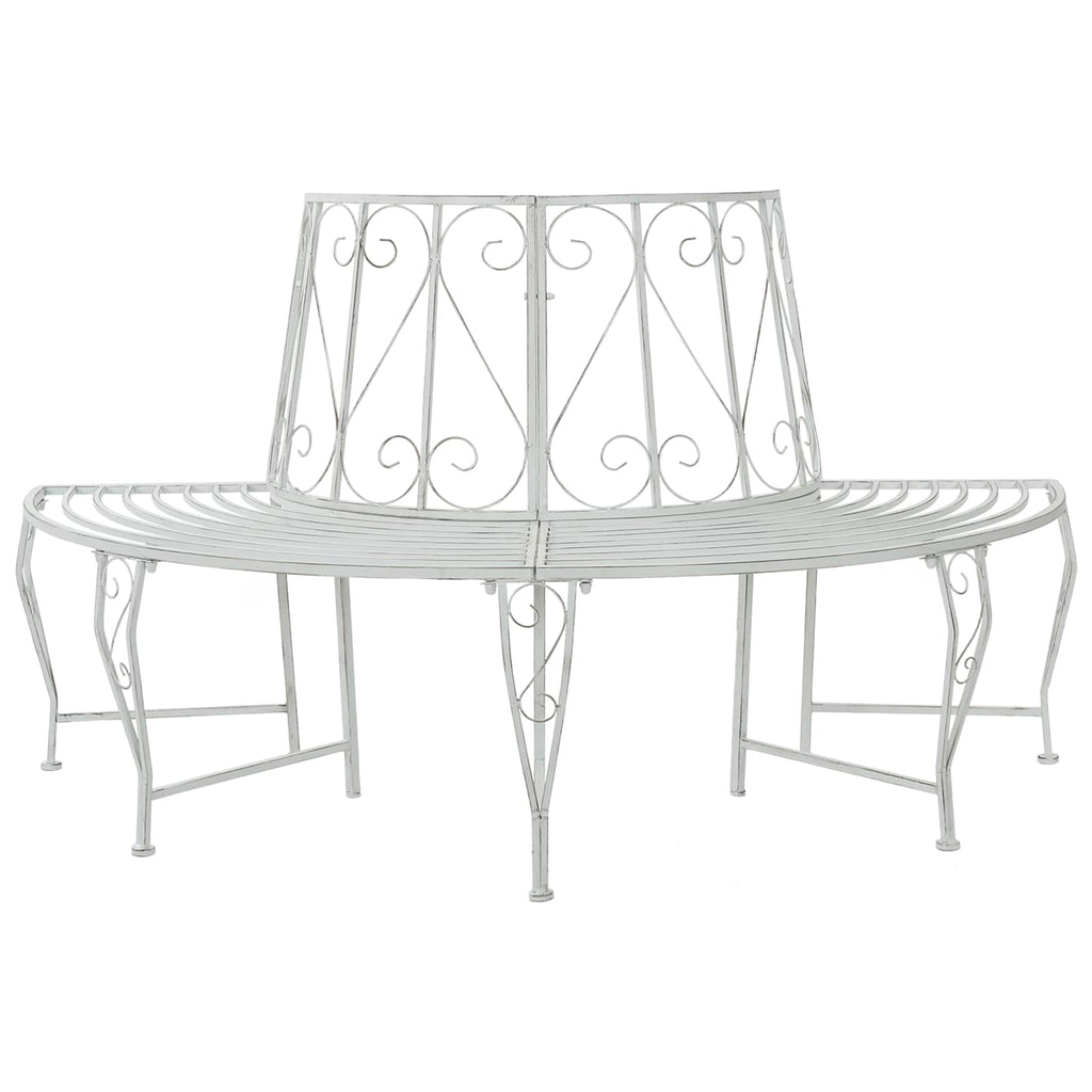 Baumbank 4-Sitzanzahl 160 x 80 x 89 cm Stahl Antik Weiß