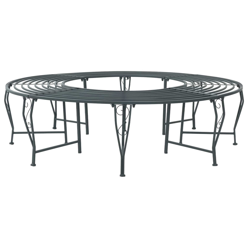 Baumbank 8-Sitzanzahl Ø 160 x 44 cm Stahl Silber Grau Rund