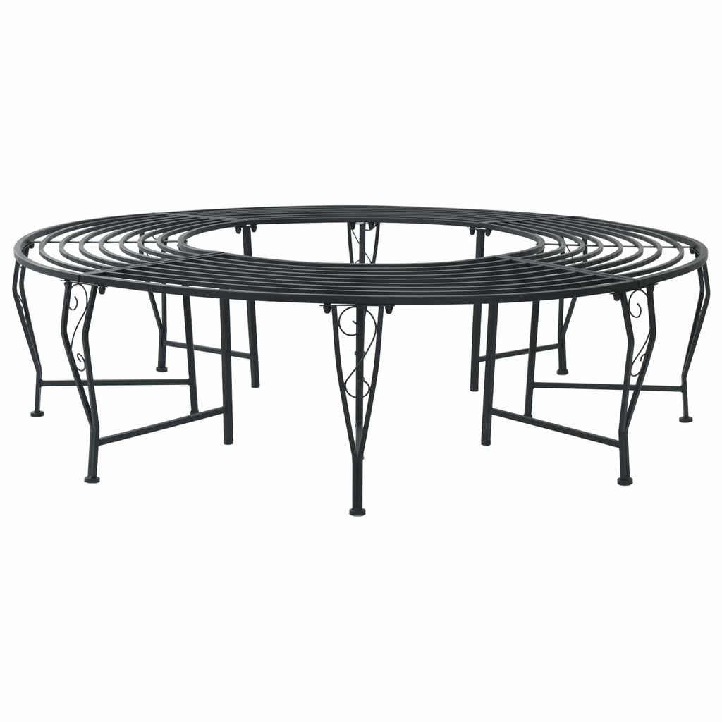 Baumbank 8-Sitzanzahl Ø 160 x 44 cm Stahl Schwarz Rund