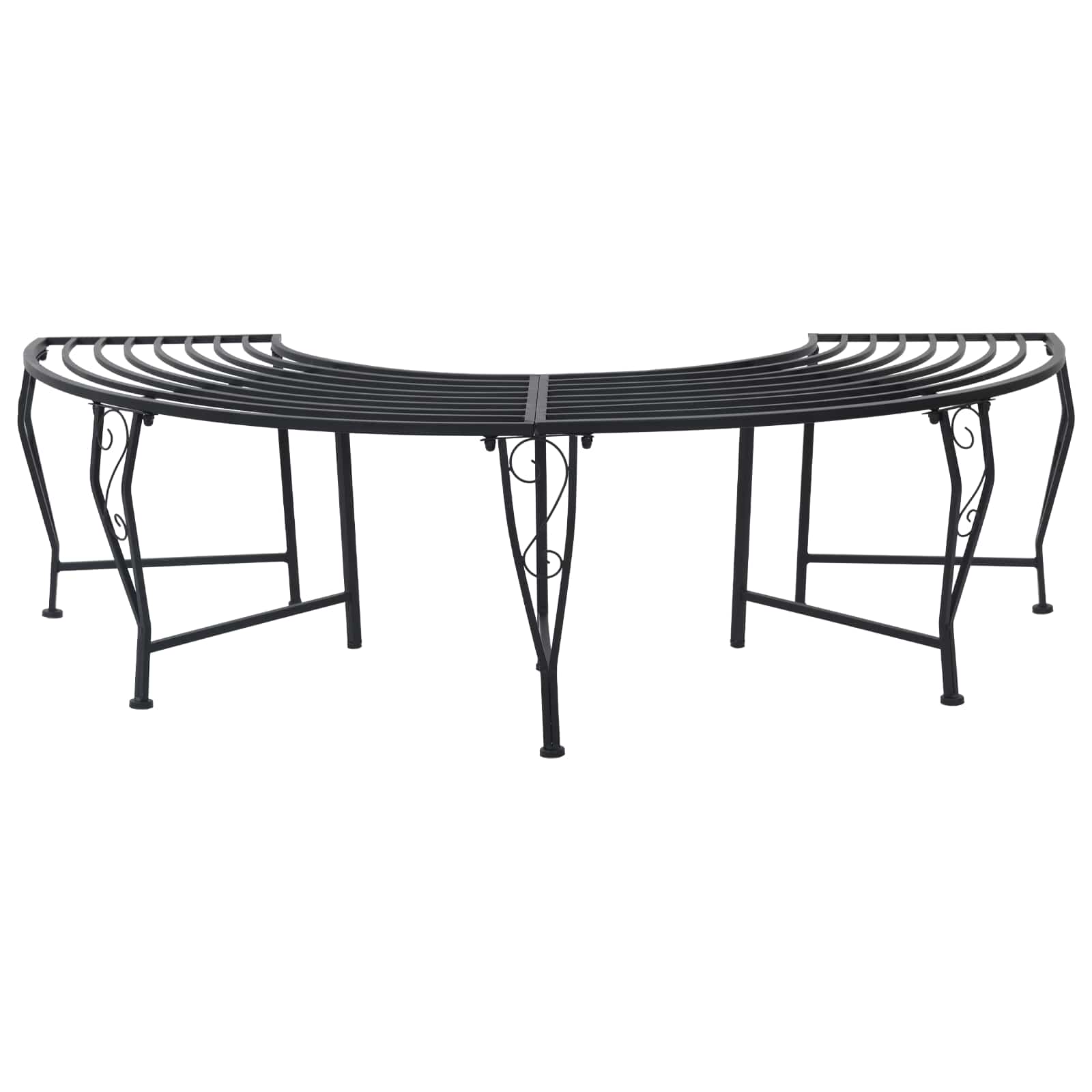 Baumbank 4-Sitzanzahl 160 x 80 x 44 cm Stahl Schwarz