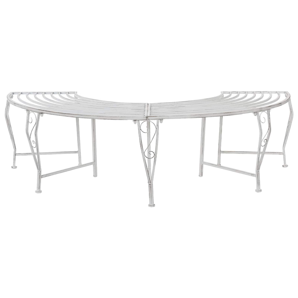 Baumbank 4-Sitzanzahl 160 x 80 x 44 cm Stahl Antik Weiß