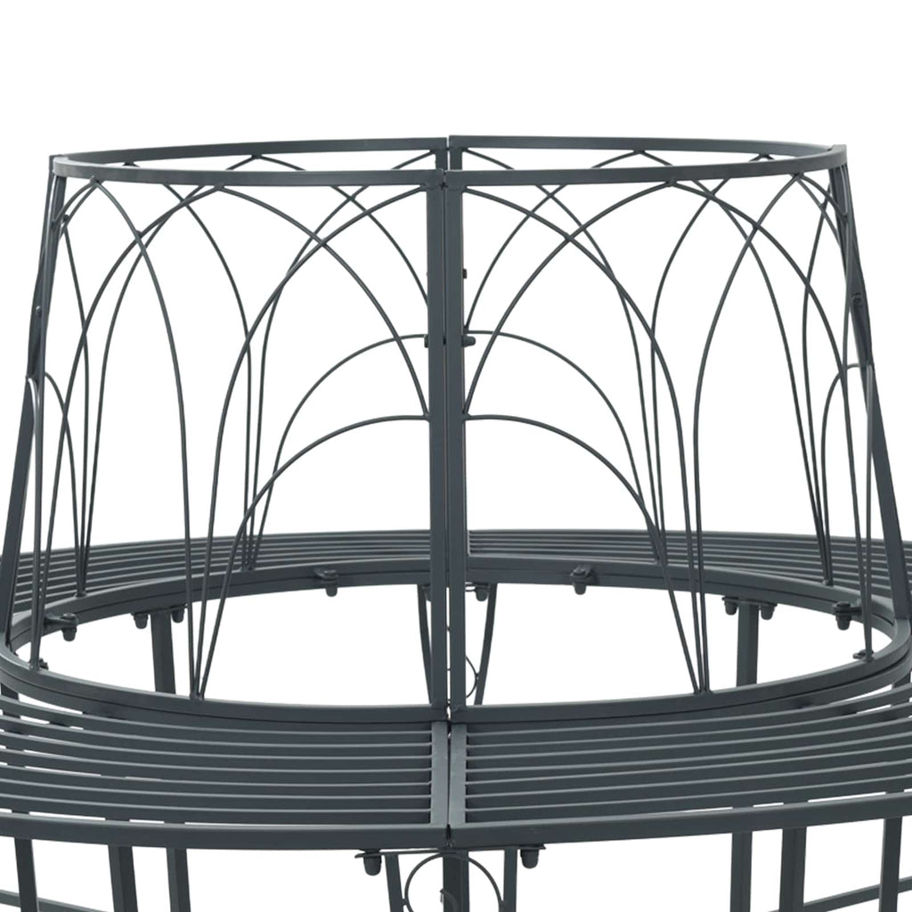 Baumbank 8-Sitzanzahl Ø 160 x 89 cm Stahl Silber Grau Rund