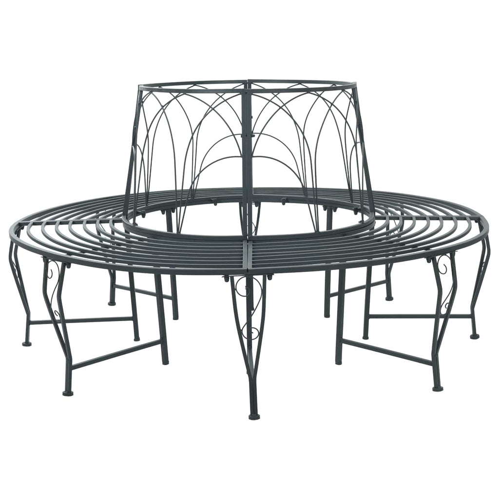 Baumbank 8-Sitzanzahl Ø 160 x 89 cm Stahl Silber Grau Rund