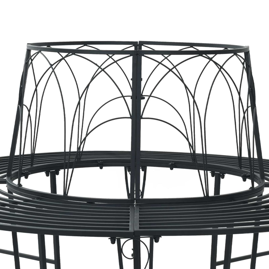 Baumbank 8-Sitzanzahl Ø 160 x 89 cm Stahl Schwarz Rund