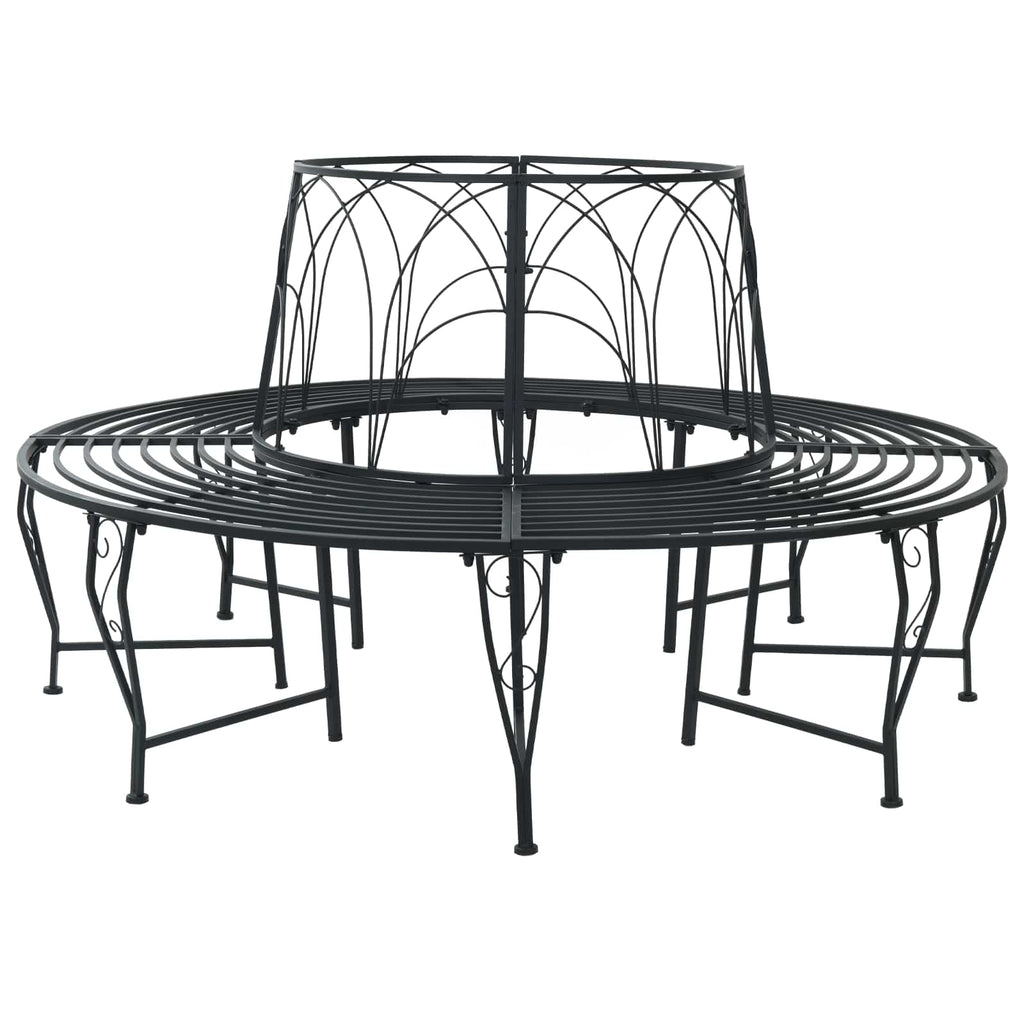 Baumbank 8-Sitzanzahl Ø 160 x 89 cm Stahl Schwarz Rund