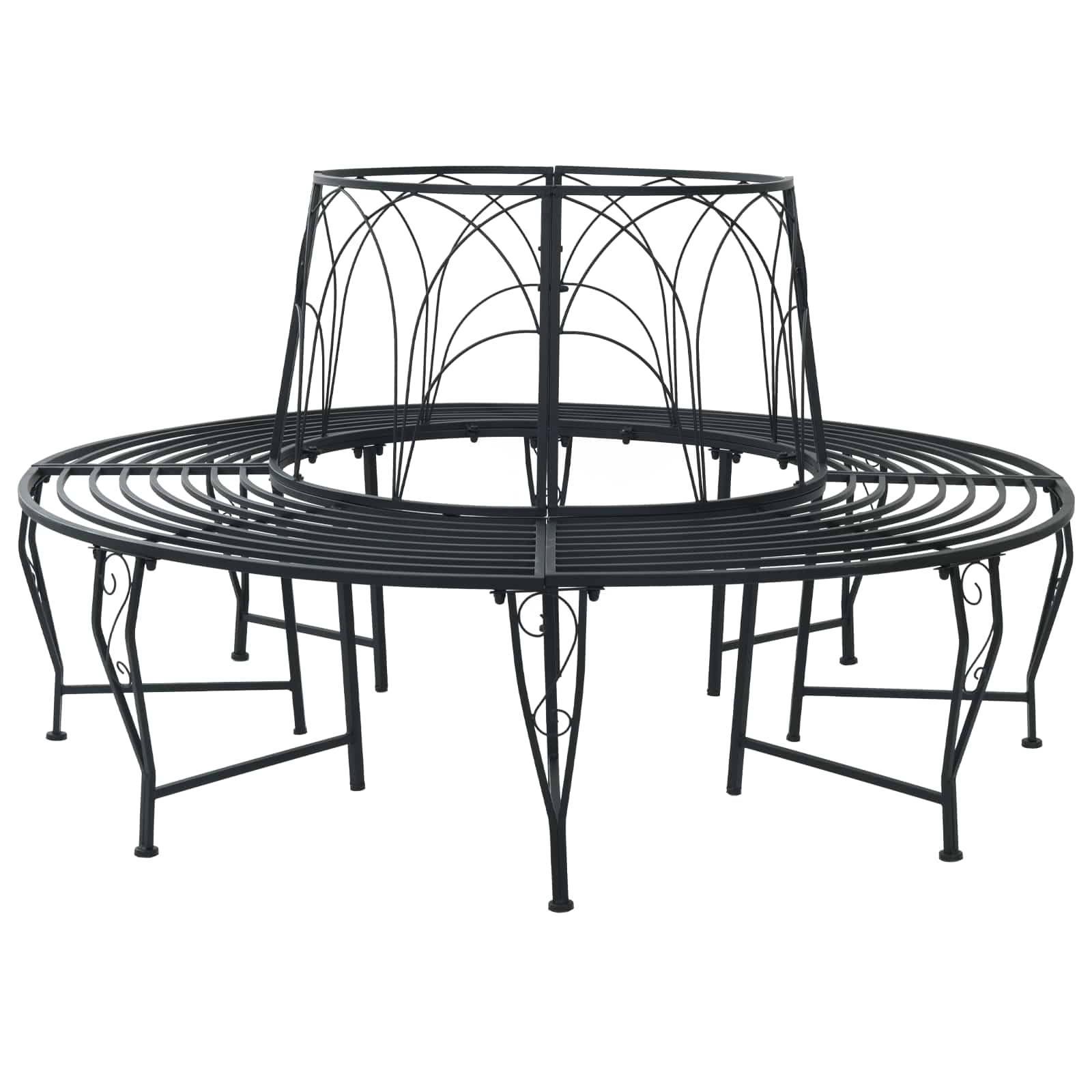 Baumbank 8-Sitzanzahl Ø 160 x 89 cm Stahl Schwarz Rund