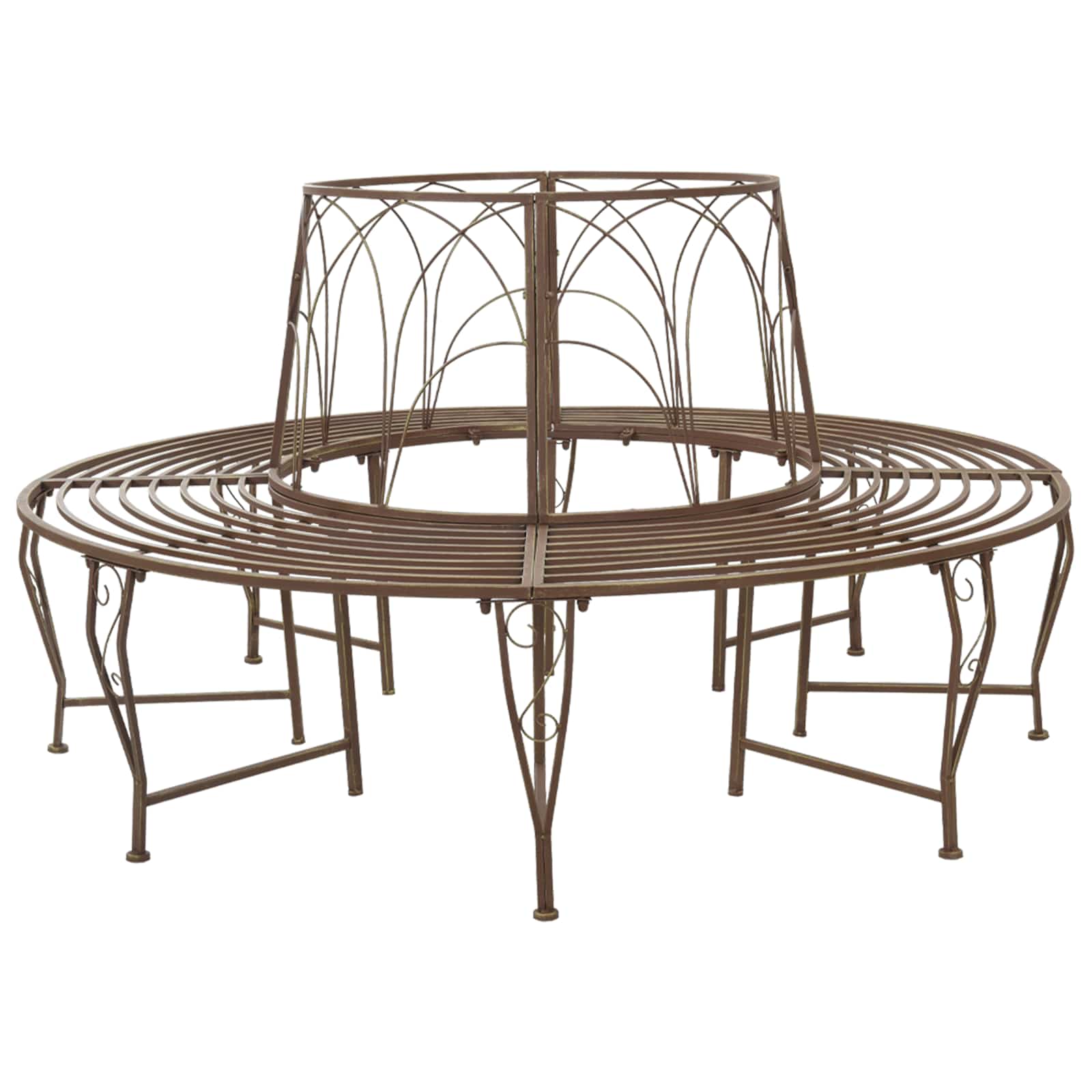 Baumbank 8-Sitzanzahl Ø 160 x 89 cm Stahl Antikbraun Rund