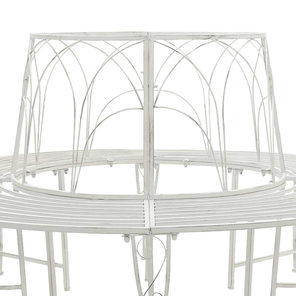 Baumbank 8-Sitzanzahl Ø 160 x 89 cm Stahl Antik Weiß Rund
