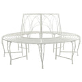 Baumbank 8-Sitzanzahl Ø 160 x 89 cm Stahl Antik Weiß Rund
