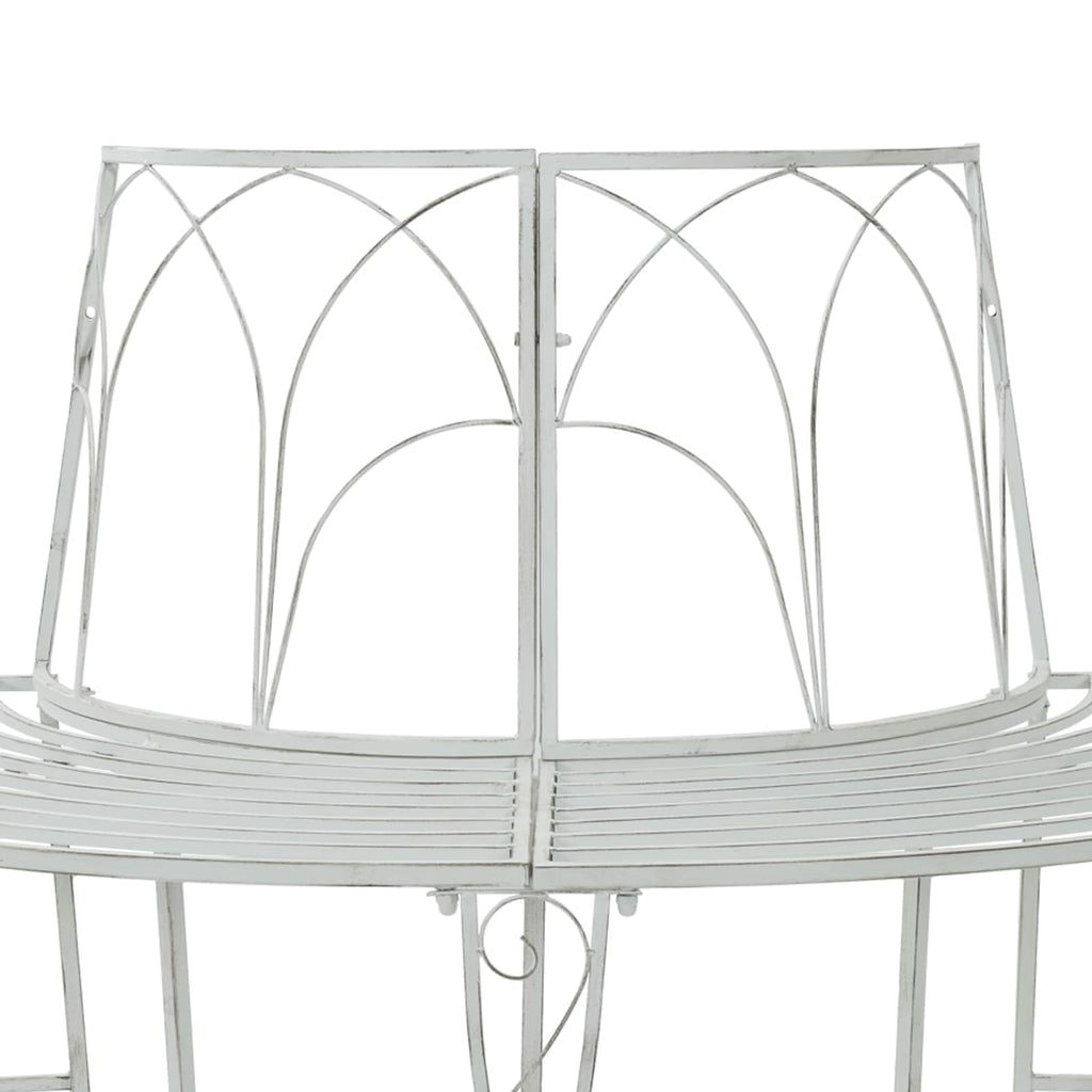 Baumbank 4-Sitzanzahl 160 x 80 x 89 cm Stahl Antik Weiß