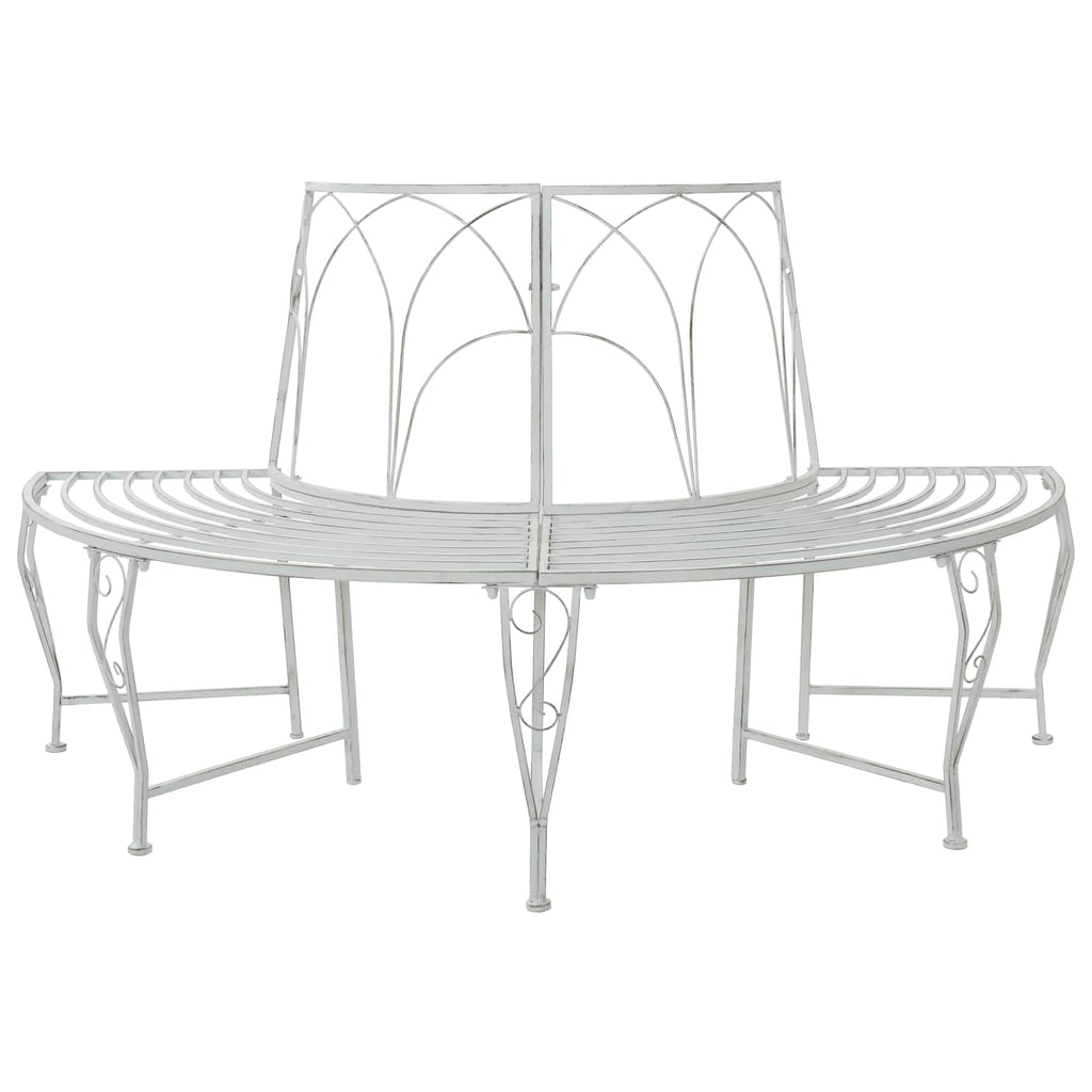 Baumbank 4-Sitzanzahl 160 x 80 x 89 cm Stahl Antik Weiß