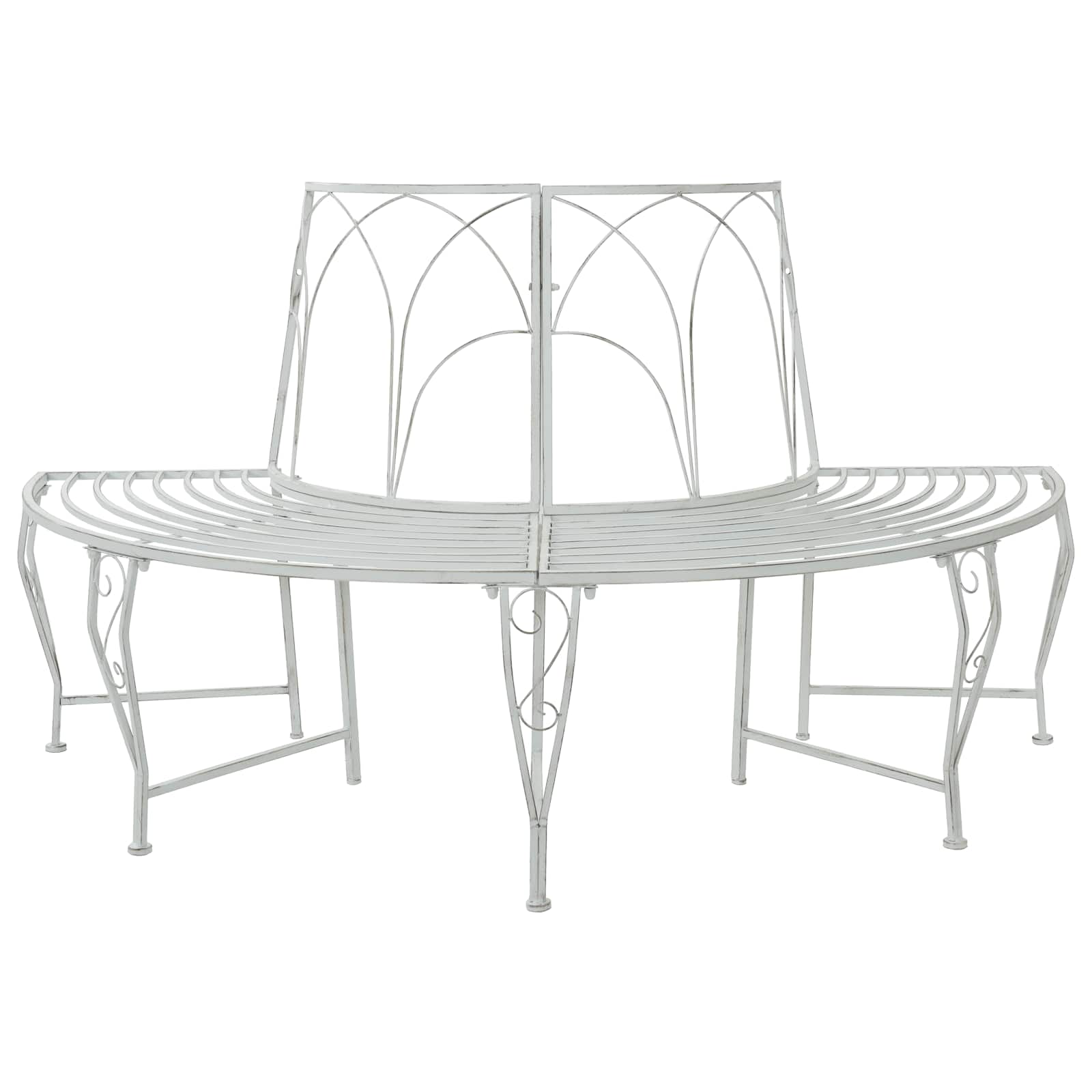 Baumbank 4-Sitzanzahl 160 x 80 x 89 cm Stahl Antik Weiß