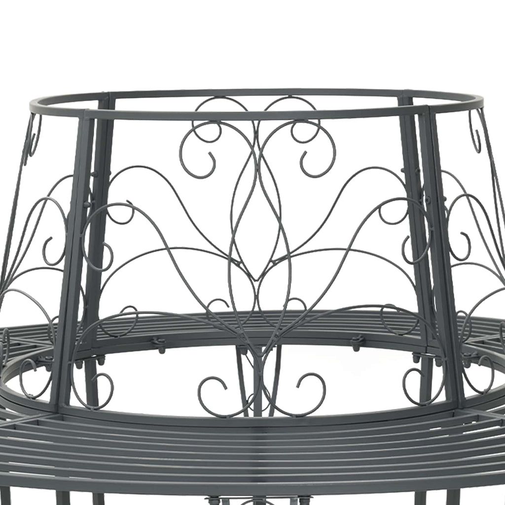 Baumbank 8-Sitzanzahl Ø 160 x 89 cm Stahl Silber Grau Rund