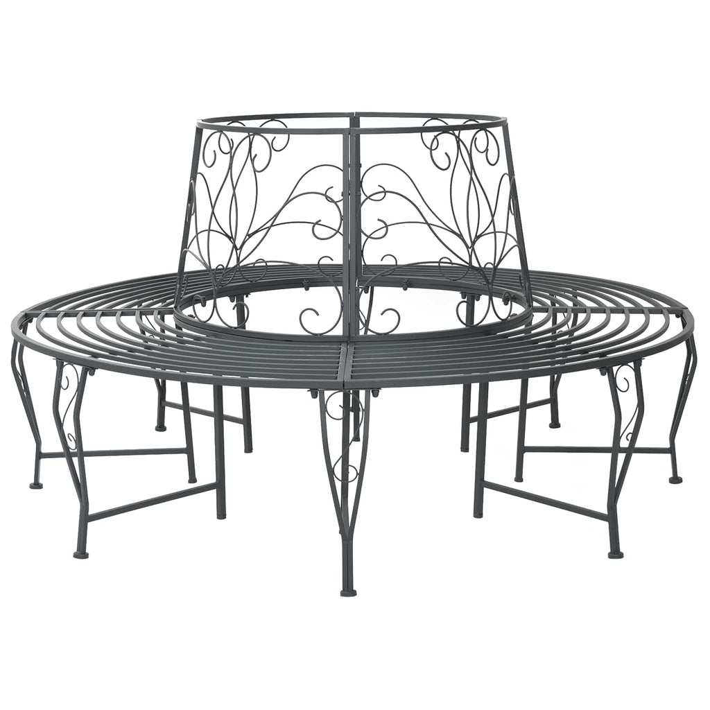 Baumbank 8-Sitzanzahl Ø 160 x 89 cm Stahl Silber Grau Rund