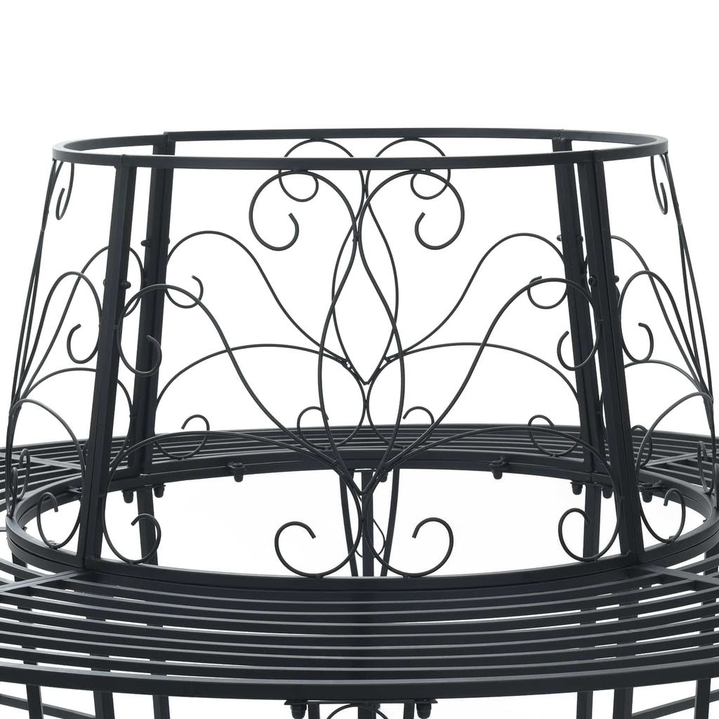 Baumbank 8-Sitzanzahl Ø 160 x 89 cm Stahl Schwarz Rund