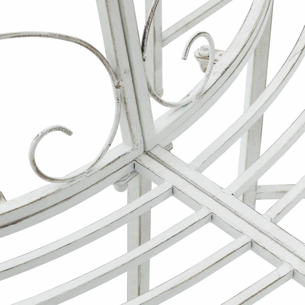 Baumbank 8-Sitzanzahl Ø 160 x 89 cm Stahl Antik Weiß Rund