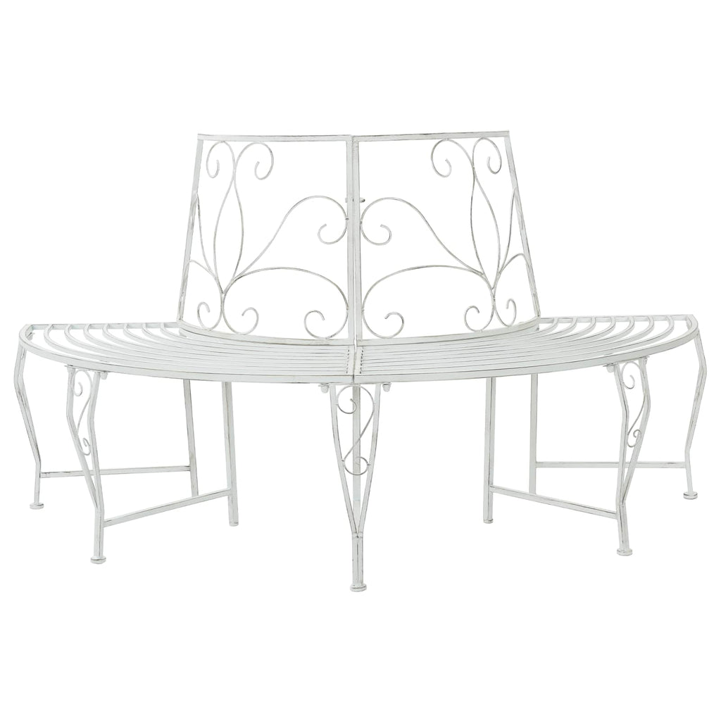 Baumbank 4-Sitzanzahl 160 x 80 x 89 cm Stahl Antik Weiß