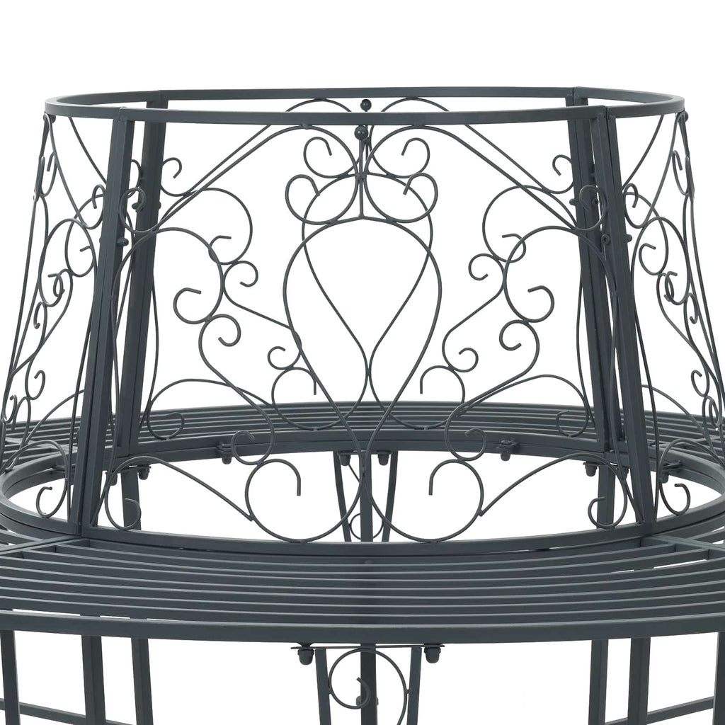 Baumbank 8-Sitzanzahl Ø 160 x 89 cm Stahl Silber Grau Rund