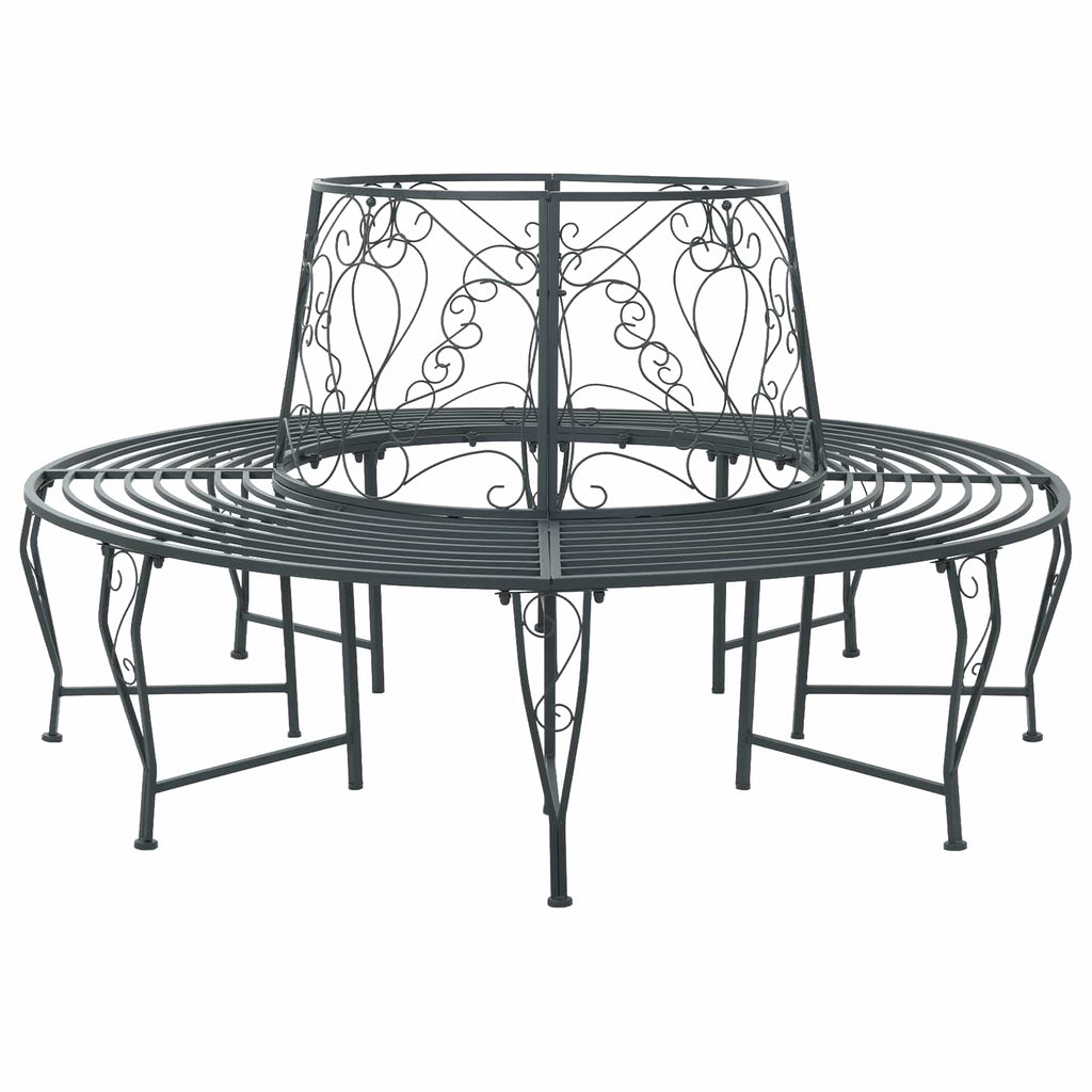 Baumbank 8-Sitzanzahl Ø 160 x 89 cm Stahl Silber Grau Rund
