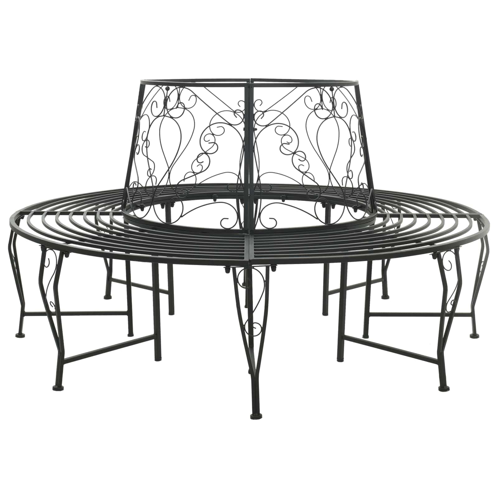 Baumbank 8-Sitzanzahl Ø 160 x 89 cm Stahl Schwarz Rund