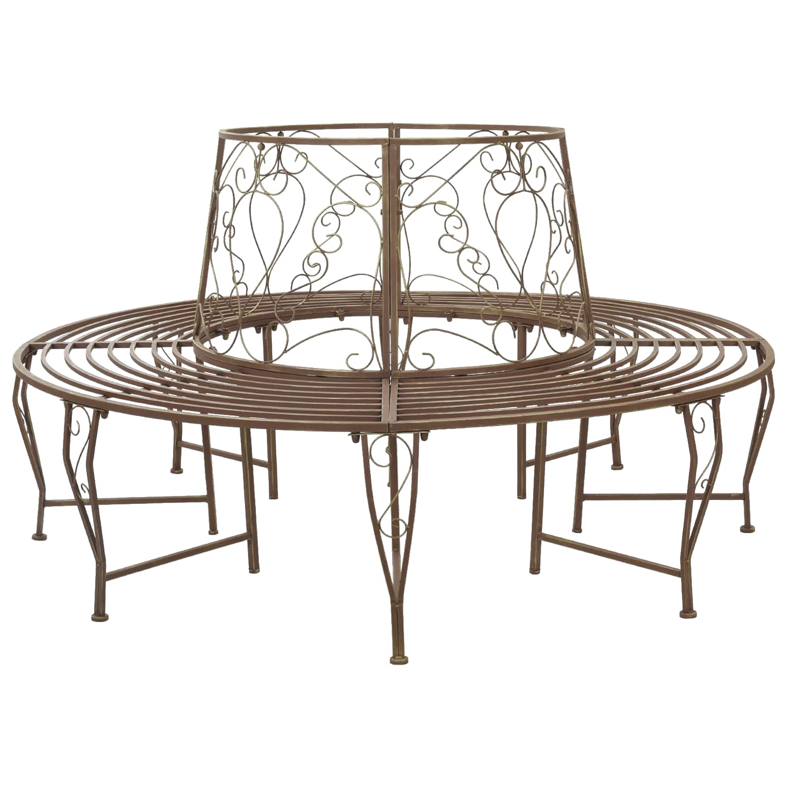 Baumbank 8-Sitzanzahl Ø 160 x 89 cm Stahl Antikbraun Rund