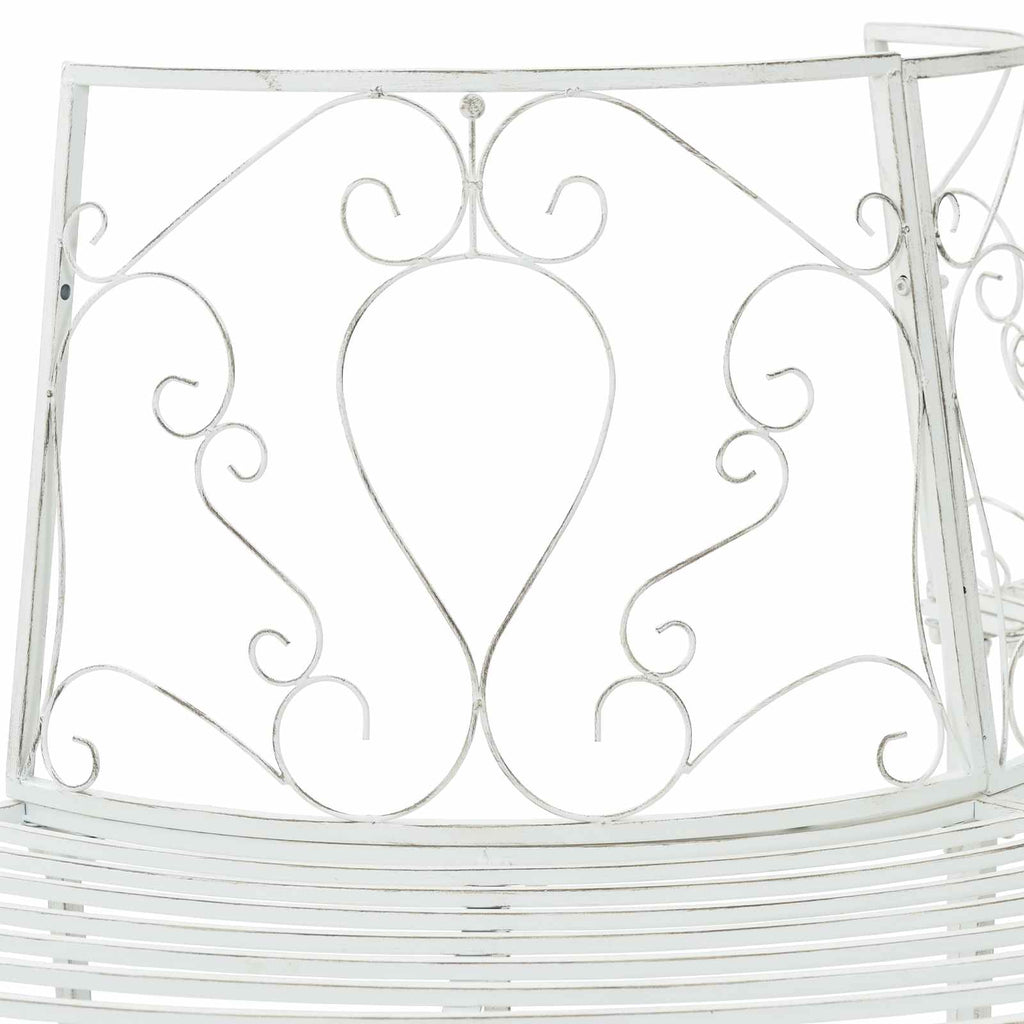Baumbank 4-Sitzanzahl 160 x 80 x 89 cm Stahl Antik Weiß