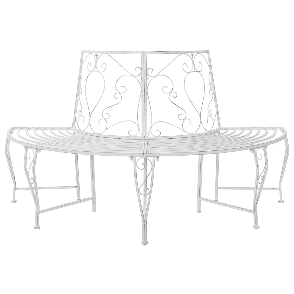 Baumbank 4-Sitzanzahl 160 x 80 x 89 cm Stahl Antik Weiß