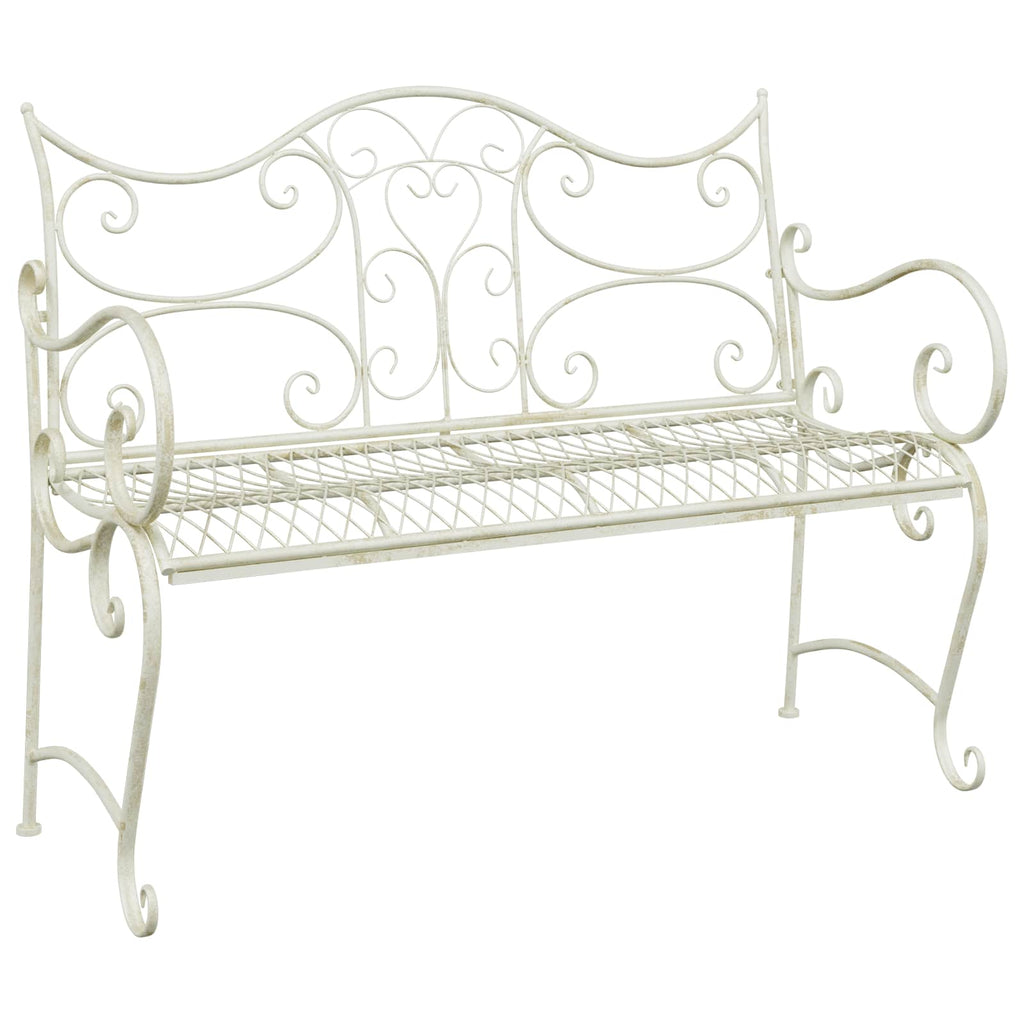 Gartenbank 2-Sitzanzahl 114 x 56,5 x 90 cm Stahl Antik Weiß