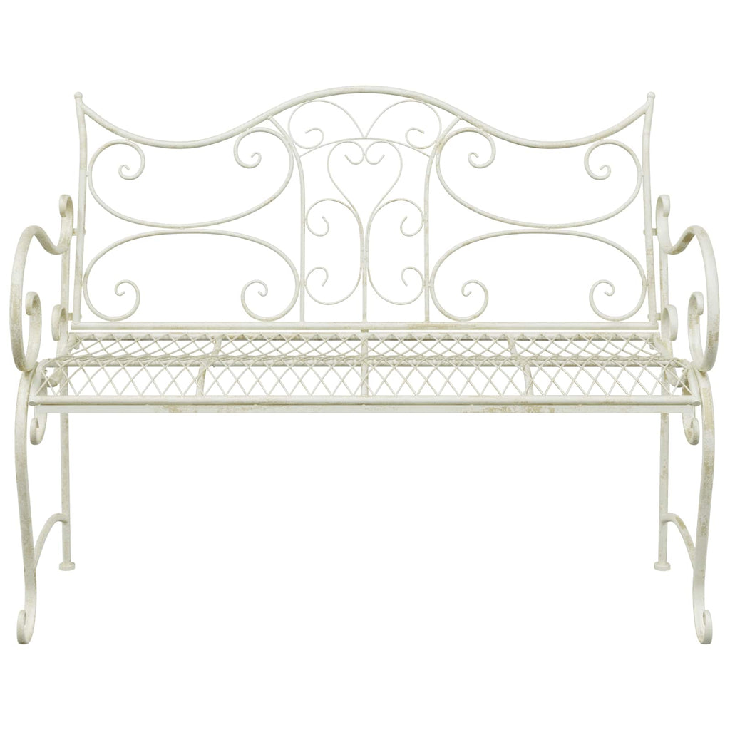 Gartenbank 2-Sitzanzahl 114 x 56,5 x 90 cm Stahl Antik Weiß