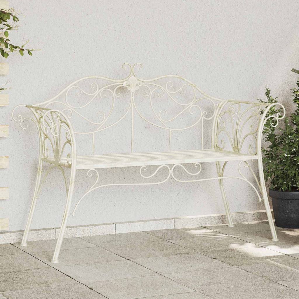 Gartenbank 2-Sitzanzahl 130 x 47 x 90 cm Stahl Antik Weiß