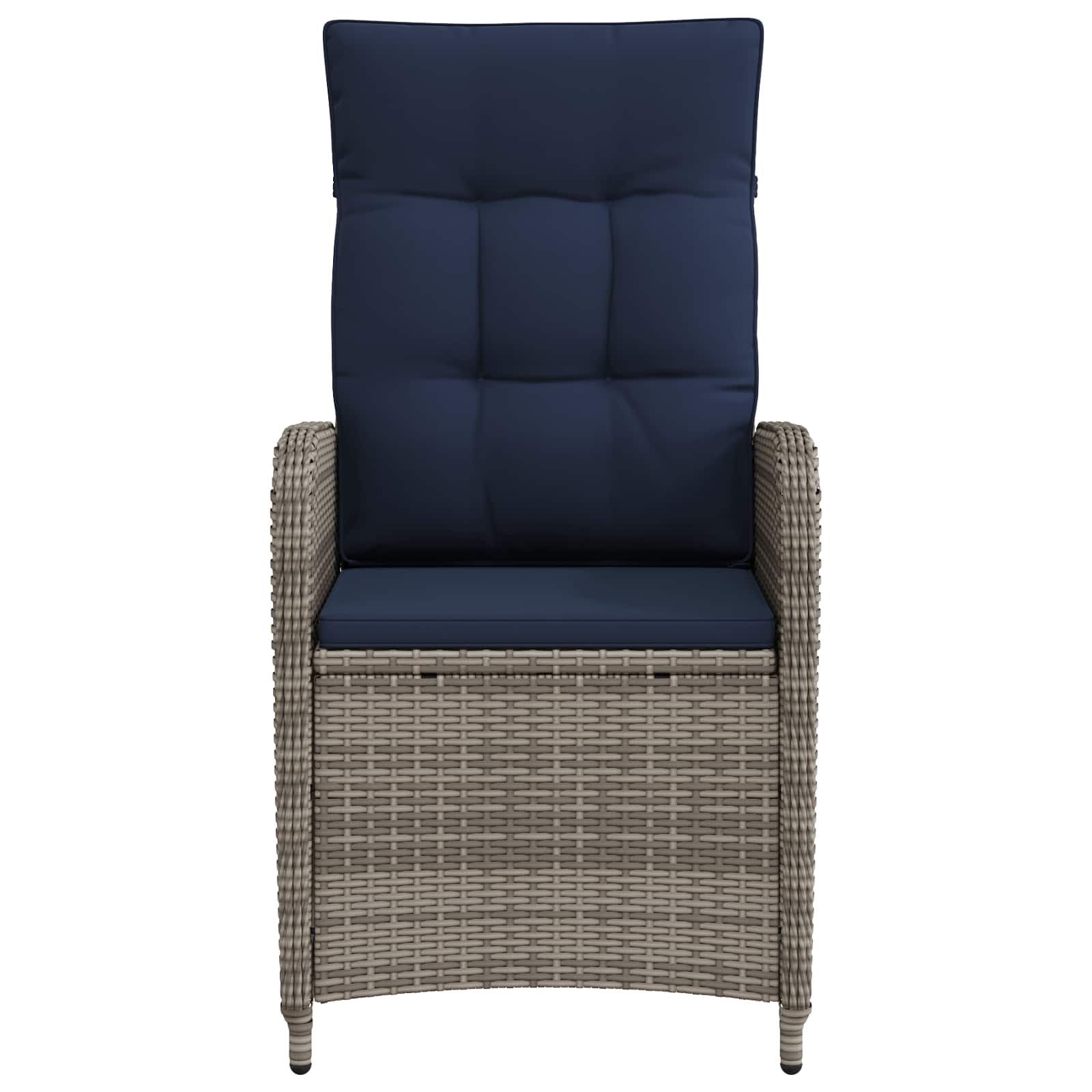 Verstellbarer Gartenstuhl Grau und Marineblau Poly-Rattan