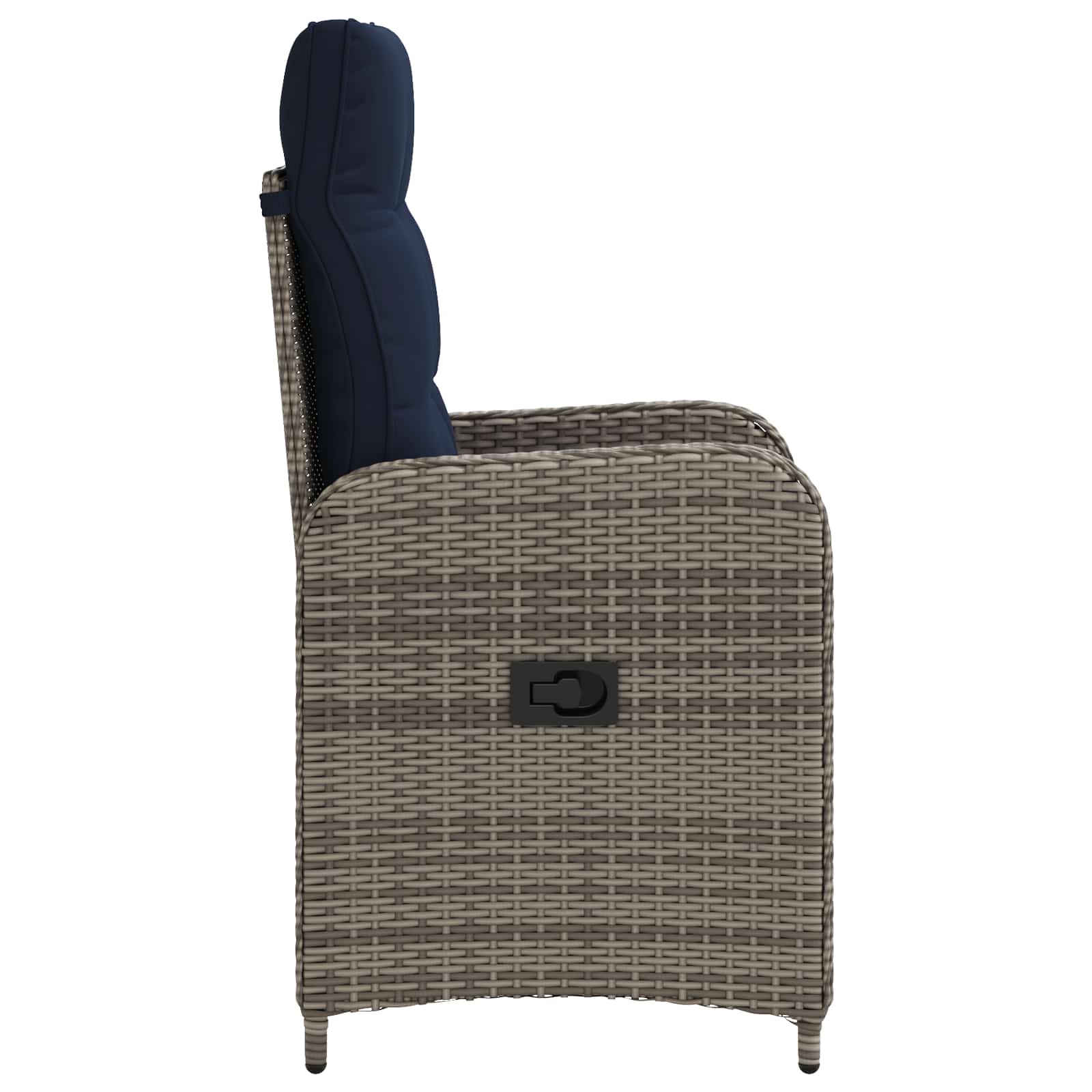 Verstellbarer Gartenstuhl Grau und Marineblau Poly-Rattan