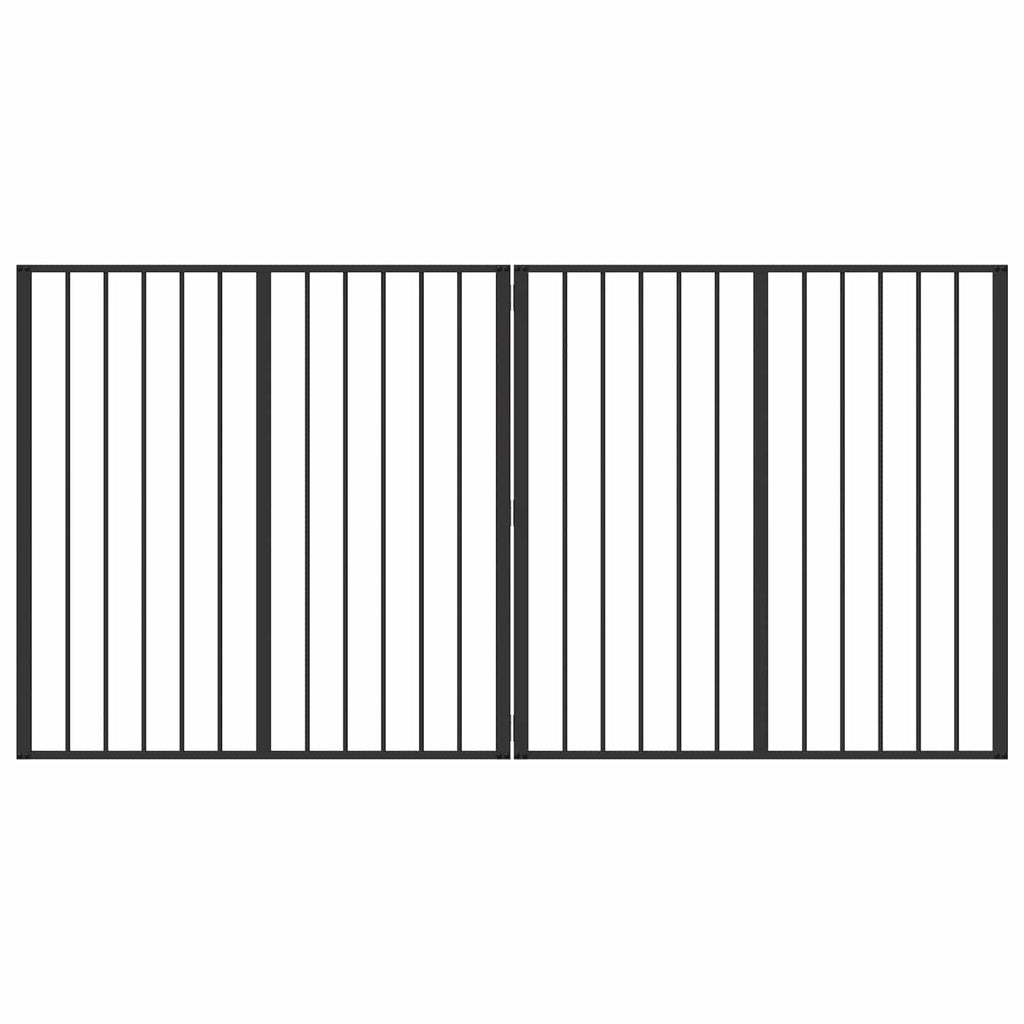 Hundetor 2 Panels Schwarz 100 x 100 cm Verzinkter Stahl