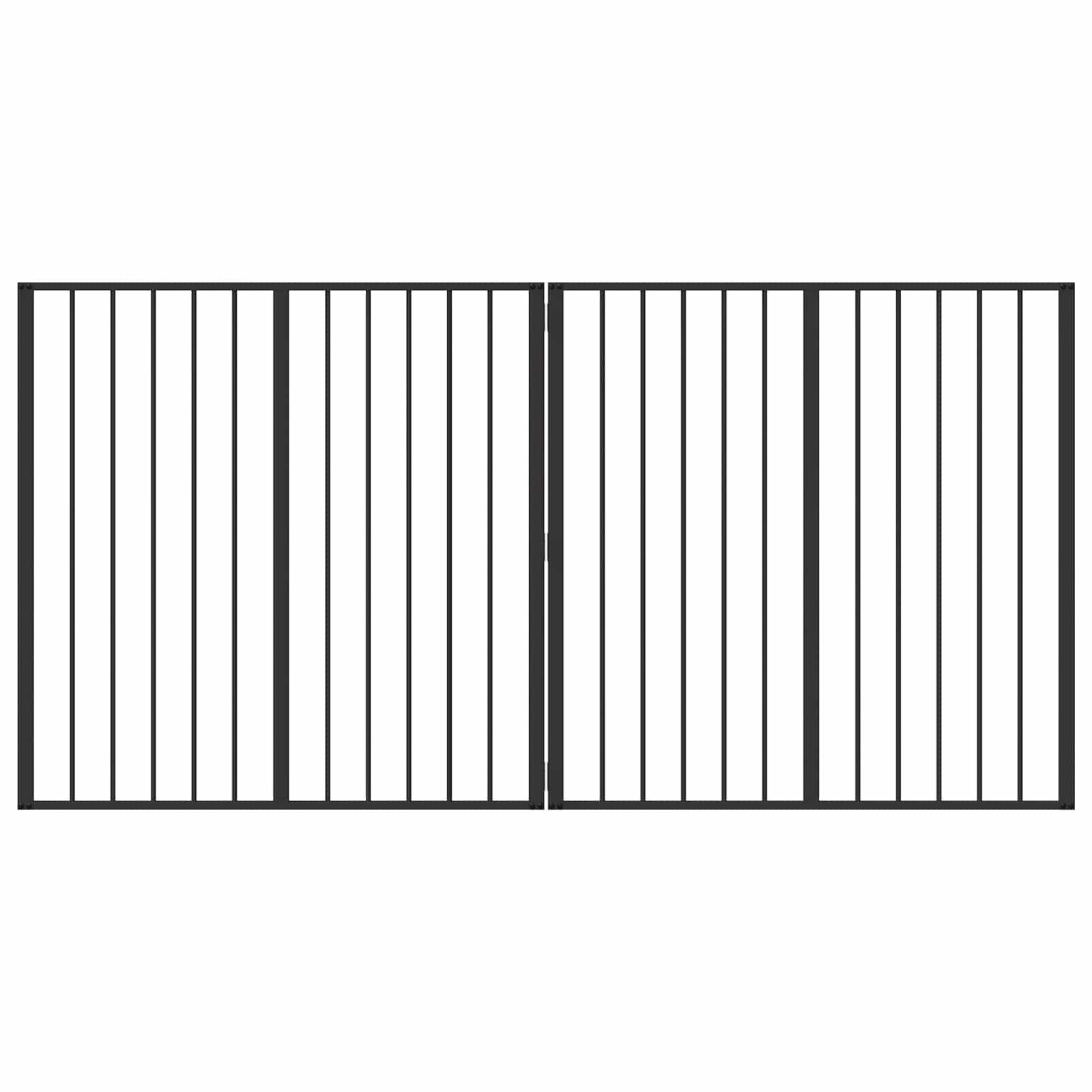 Hundetor 2 Panels Schwarz 100 x 100 cm Verzinkter Stahl