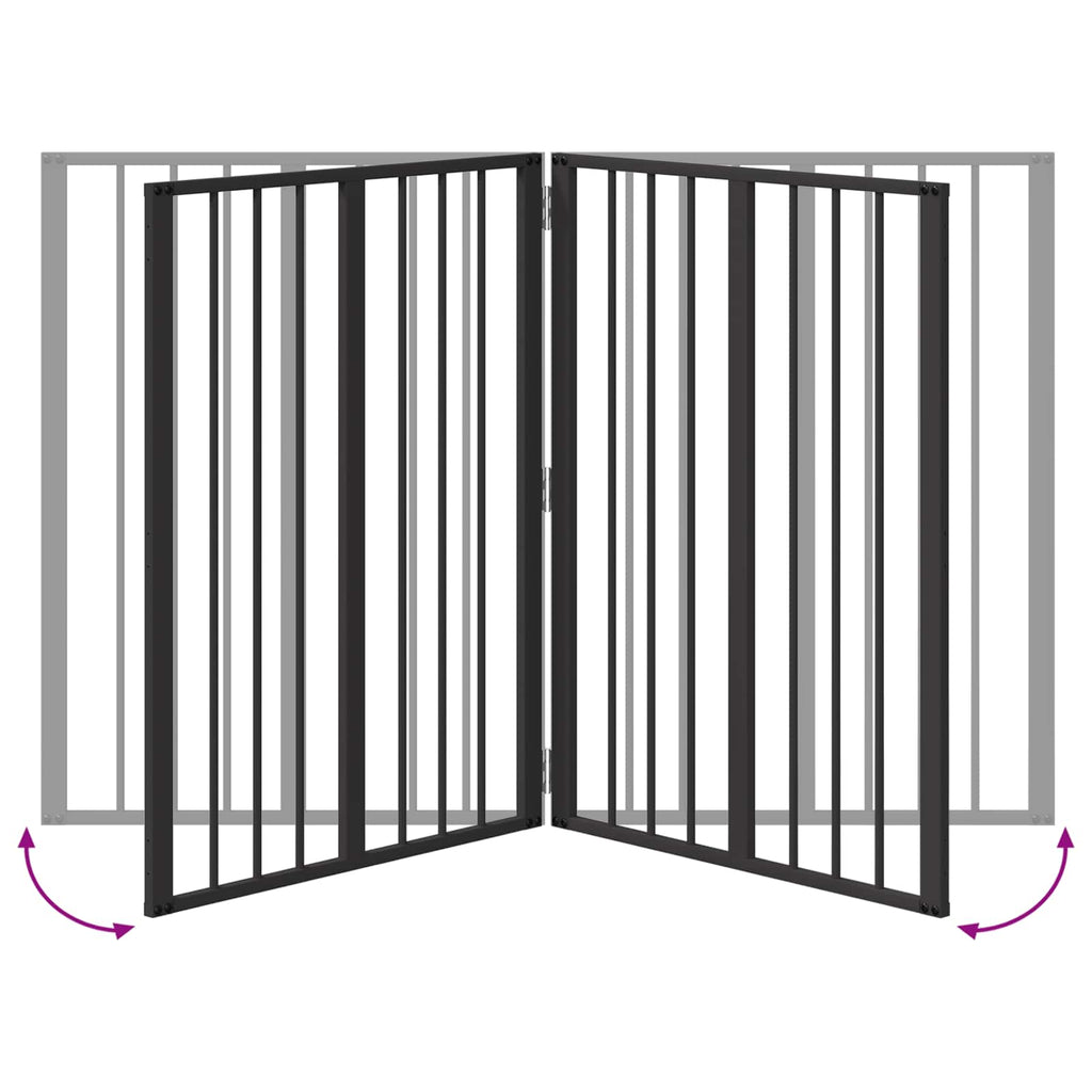 Hundetor 2 Panels Schwarz 100 x 100 cm Verzinkter Stahl