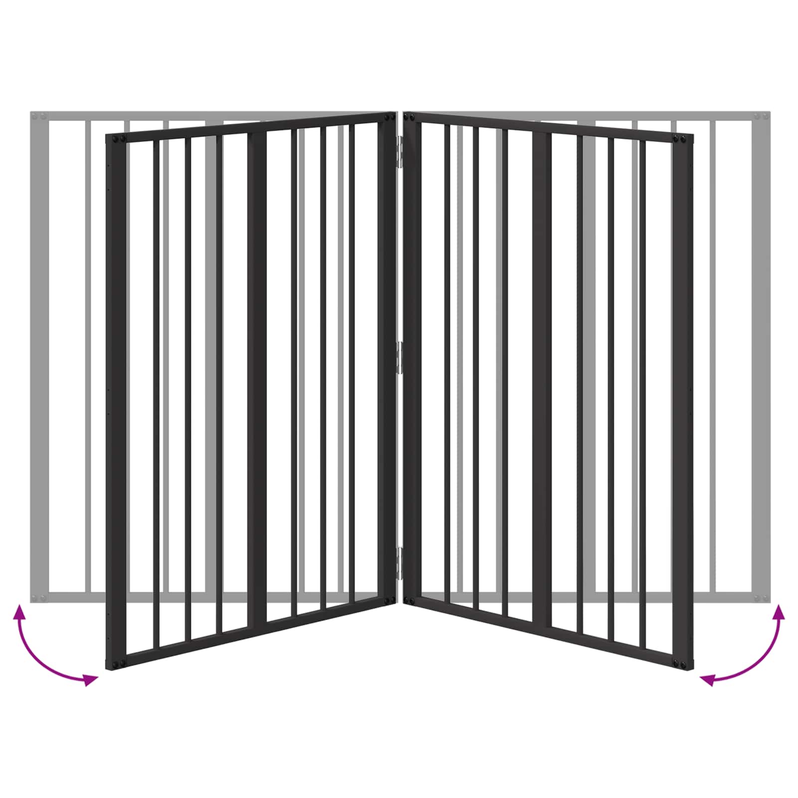 Hundetor 2 Panels Schwarz 100 x 100 cm Verzinkter Stahl