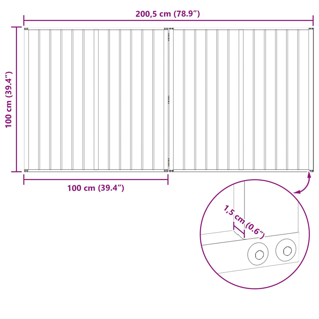 Hundetor 2 Panels Schwarz 100 x 100 cm Verzinkter Stahl