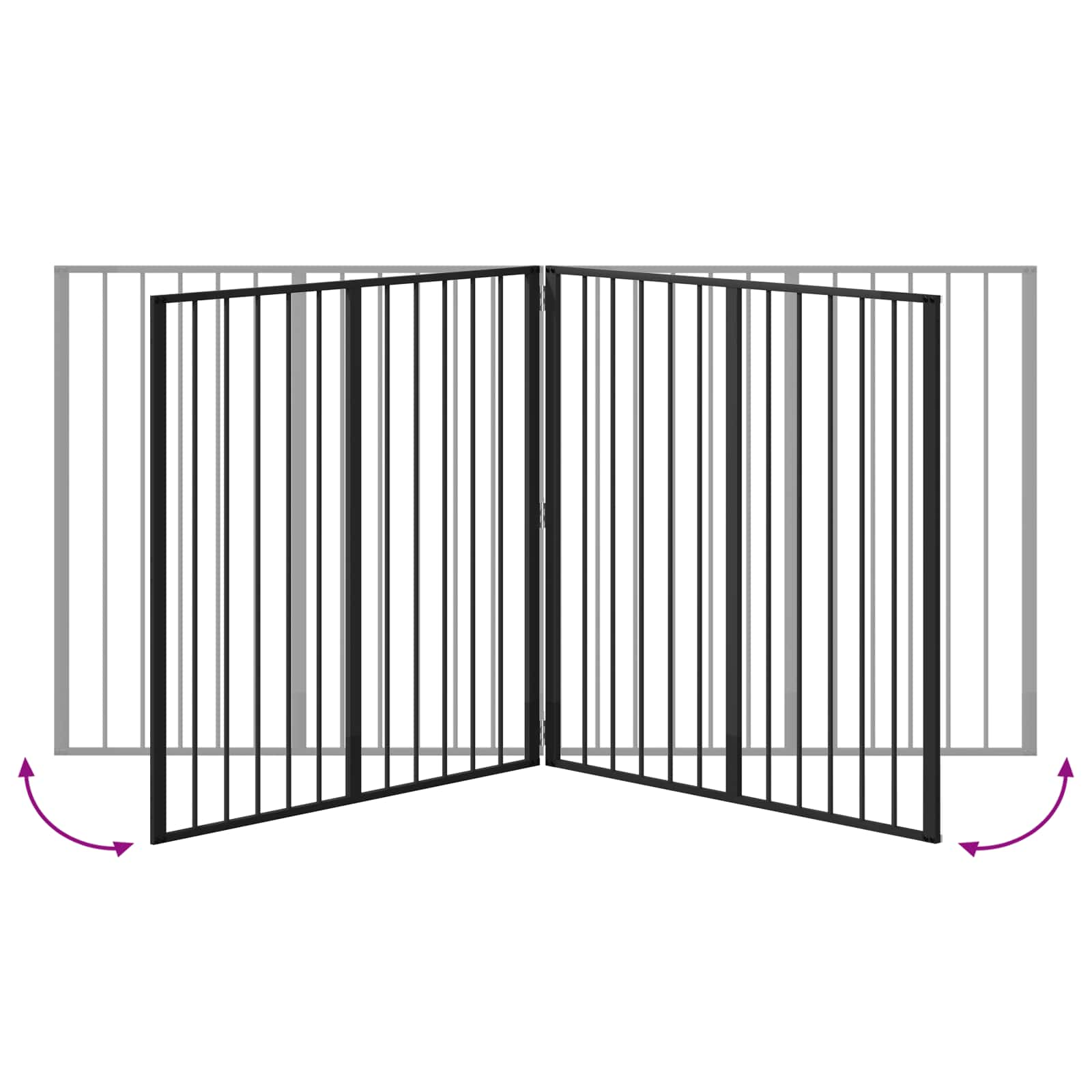 Hundetor 4 pcs Schwarz 100 x 100 cm Verzinkter Stahl