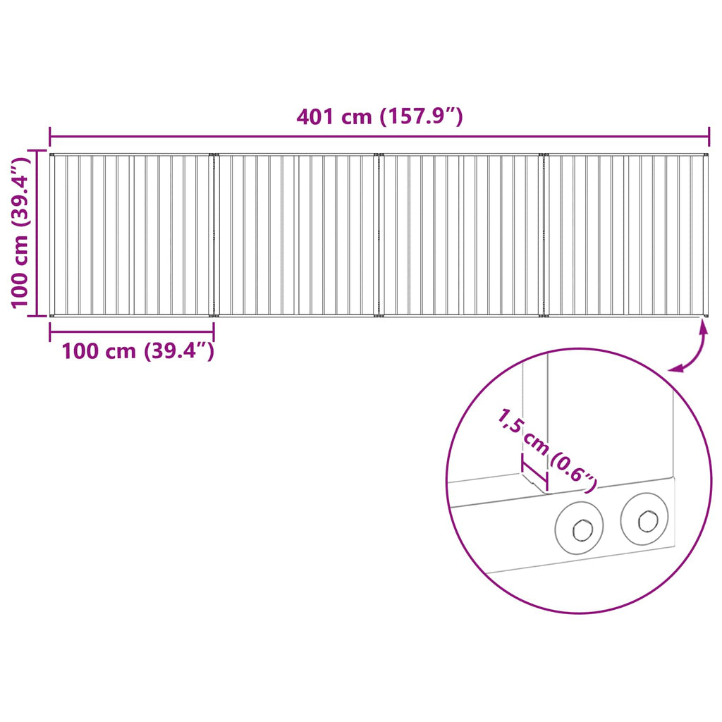 Hundetor 4 pcs Schwarz 100 x 100 cm Verzinkter Stahl