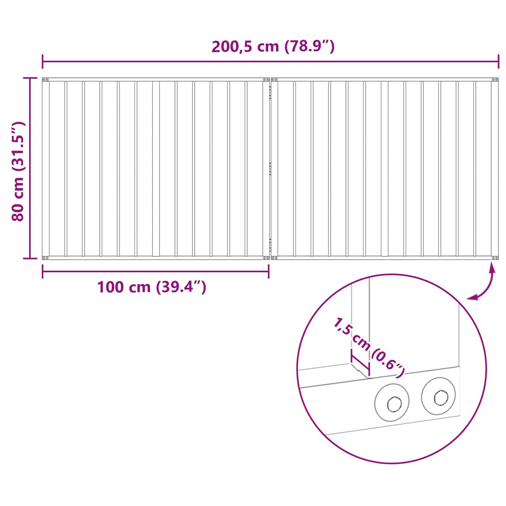 Hundetor 2 pcs Schwarz 100 x 80 cm Verzinkter Stahl