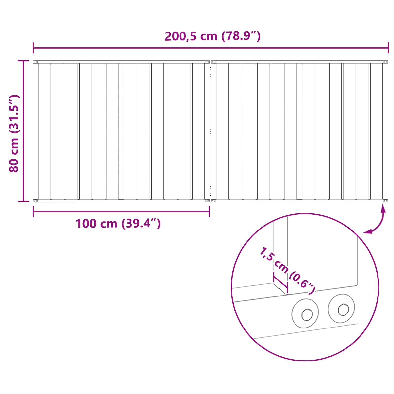 Hundetor 2 pcs Schwarz 100 x 80 cm Verzinkter Stahl