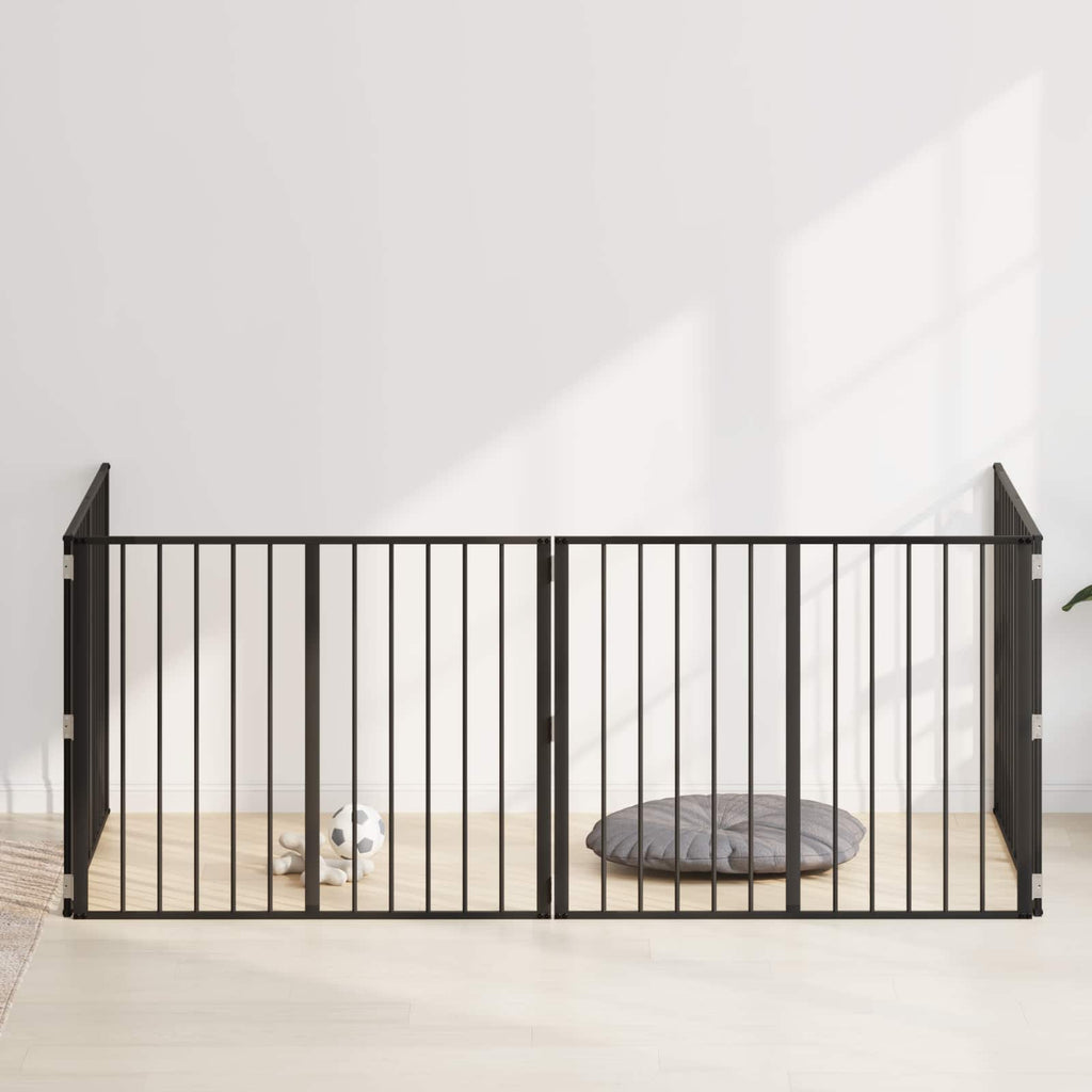 Hundetor 4 pcs Schwarz 100 x 80 cm Verzinkter Stahl
