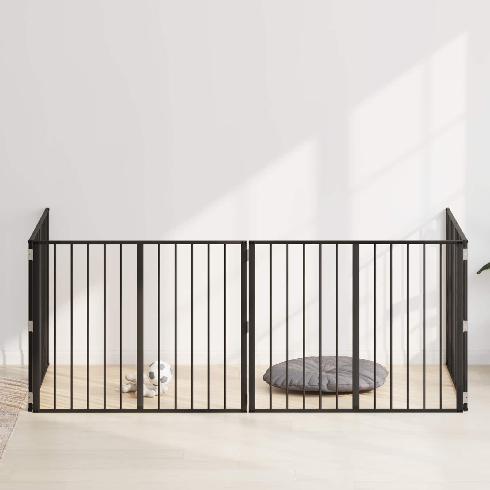 Hundetor 4 pcs Schwarz 100 x 80 cm Verzinkter Stahl